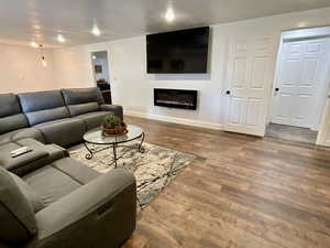 Electric wall fireplace to enjoy and keep you warm and cozy during the winter months .