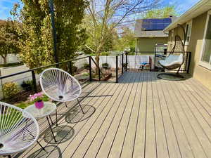 New beautiful deck with trex and cable railing.