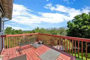 Deck featuring a mountain view