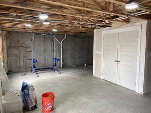 View of unfinished basement