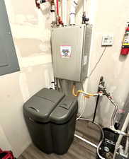 Utilities featuring electric panel and water heater
