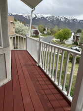 Balcony with a mountain view
