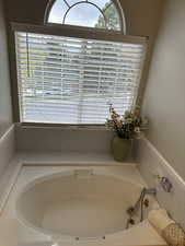Full bathroom with plenty of natural light and a garden tub