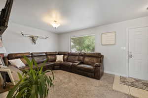View of carpeted living room
