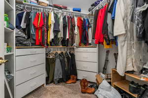 Spacious closet featuring carpet floors