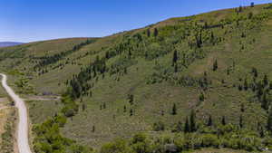 Birds eye view of property with a mountain view