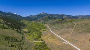 Bird's eye view with a mountain view
