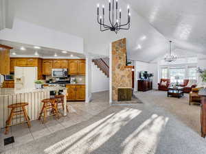 View of kitchen and living room