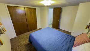 Bedroom featuring carpet floors and a closet