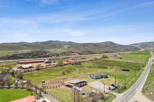 Bird's eye view featuring a mountain view and a rural view