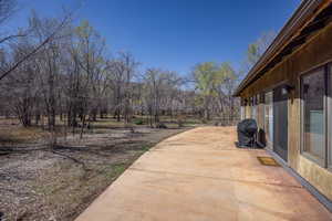 Exterior space with a patio area