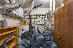 Utility room featuring water heater