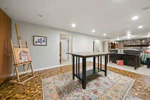 Playroom with visible vents, baseboards, and recessed lighting