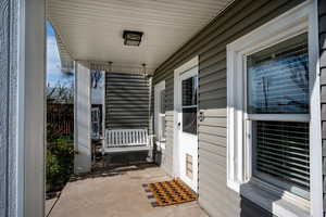 Exterior space featuring covered porch