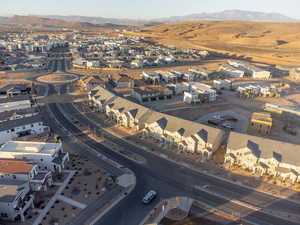 Drone / aerial view featuring a residential view and a mountain view
