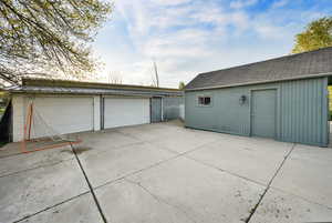 View of detached garage