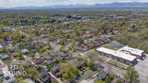 Drone / aerial view featuring a mountain view