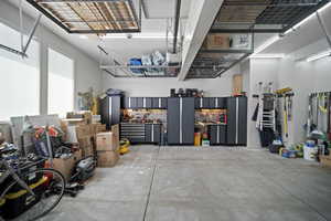 Garage with a workshop area