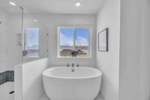 Master bathroom, double vanities, separate soaking tub & walkin shower. Substantial custom upgrades.