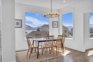 Dining space featuring commanding mountain & lake views.