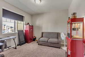 Sitting room with baseboards and carpet