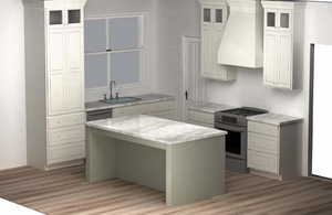 Kitchen featuring a center island, a sink, light wood-type flooring, gas stove, and custom range hood