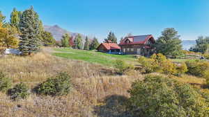 View of yard featuring a mountain view