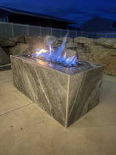 View of patio and fire pit.