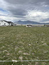 View of yard with a mountain view