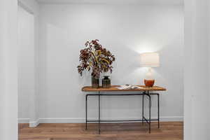 Interior details with wood finished floors and baseboards