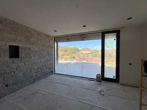 Doorway with concrete block wall