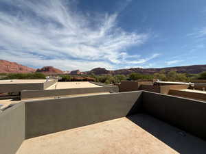 Balcony with a mountain view