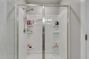 Bathroom with a stall shower