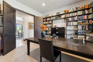 Home office with recessed lighting