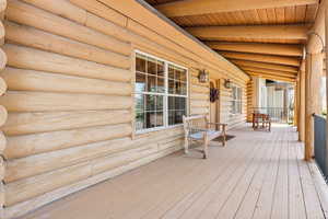 Wooden terrace with covered porch