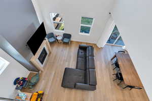 Living area with  wood finished floors
