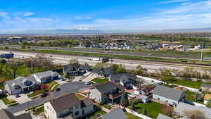 Drone / aerial view with a mountain view and a residential view