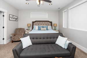 Primary bedroom with recessed lighting