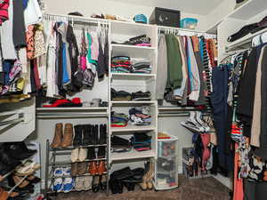 Spacious closet with carpet floors