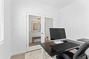 Office area and hallway of the entryway