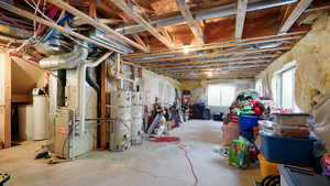 Below grade area with water heater and heating unit