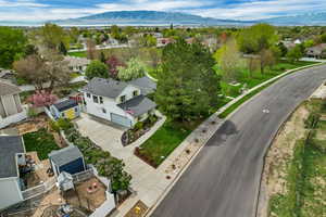 Drone / aerial view with a mountain view and a residential view