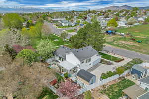 Drone / aerial view with a mountain view and a residential view