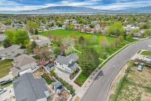 Drone / aerial view with a mountain view and a residential view