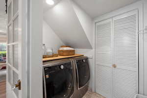 Laundry room featuring washer and dryer