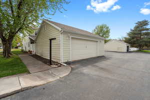 View of detached garage