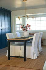 Dining space with wood finished floors
