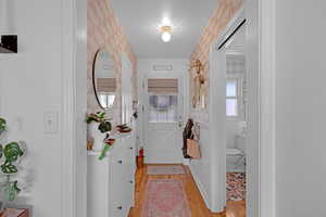 Interior space featuring original hardwood floors