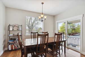 great views of the landscape and lots of sunlight in the open dining room that connects to the cover patio