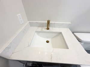 Room details with toilet and vanity